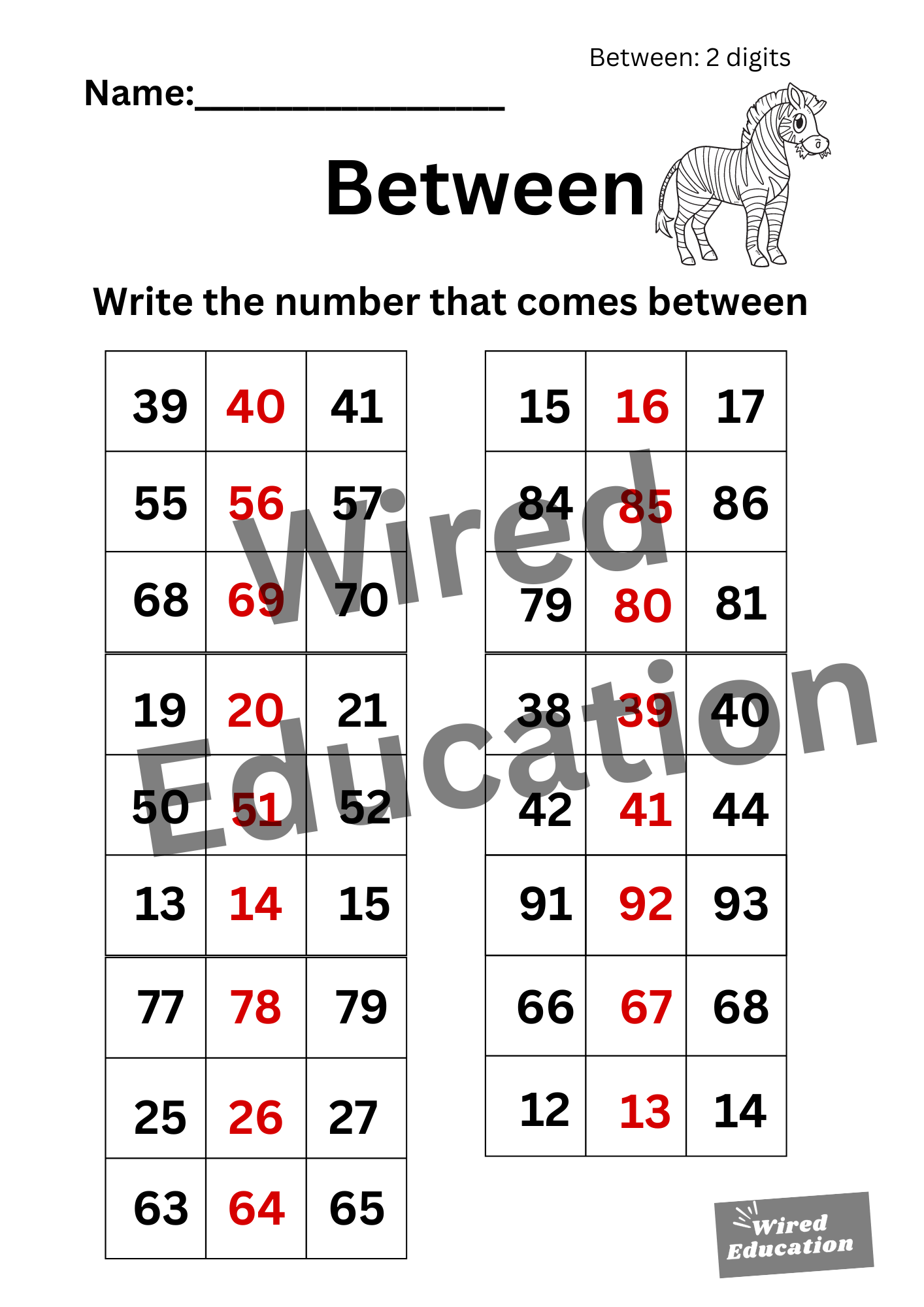 Between 2 digits