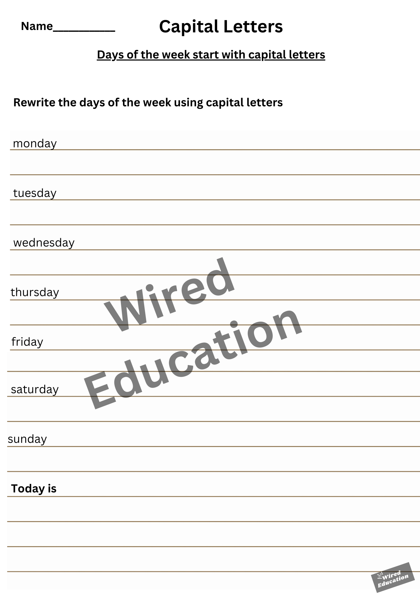 Capital letters (days)