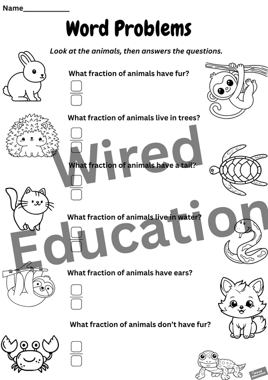 Fraction animal word problems