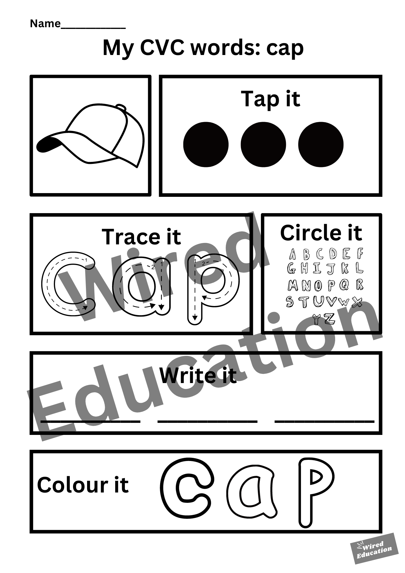 My CVC words- cap