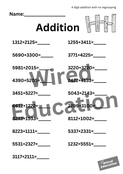 Addition (4 digit with no regroupings)