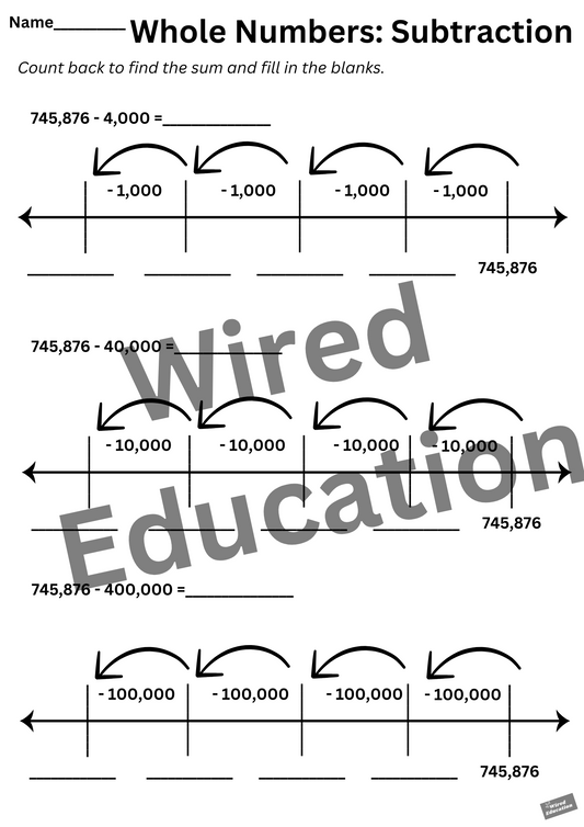 Whole numbers: subtraction
