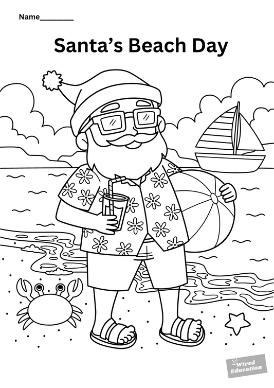 Colour in Santas beach day