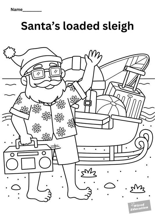 Colour in Santas loaded sleigh