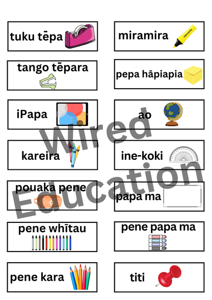 Maori Classroom labels