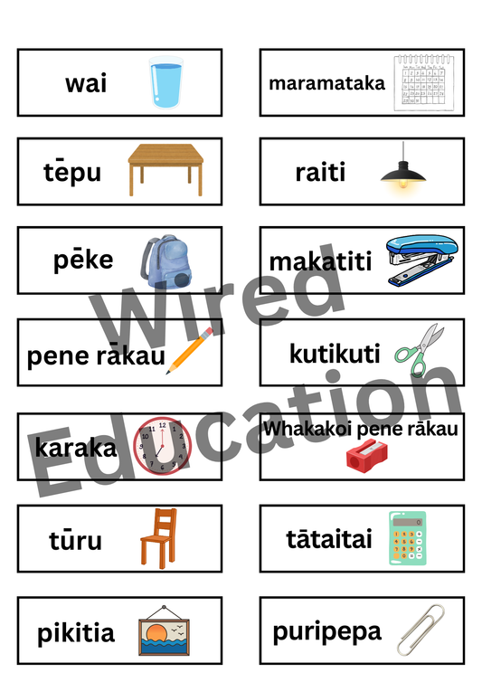 Maori Classroom labels